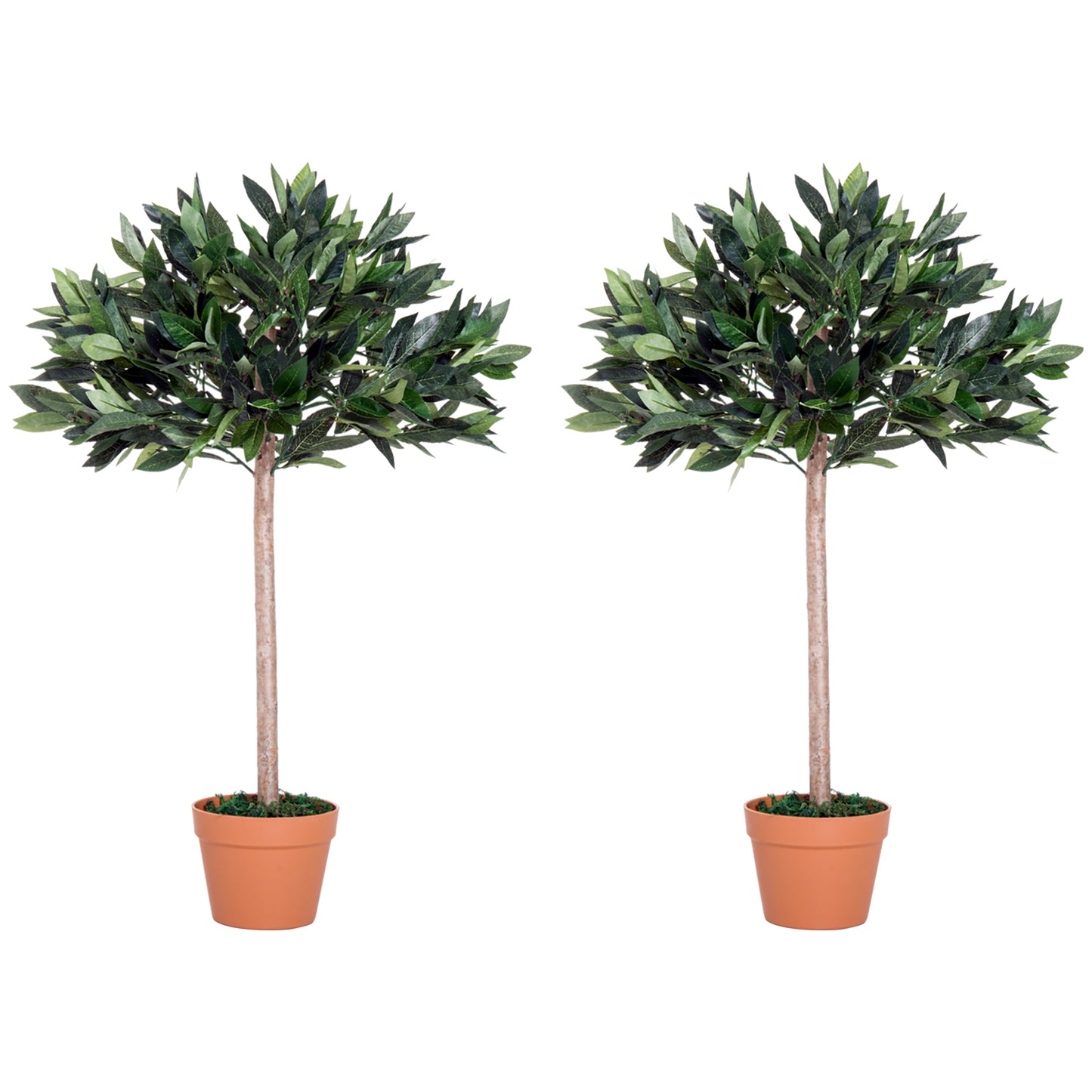 Miva Set Of 2 Artificial Olive Style Trees In Green With Orange Pots