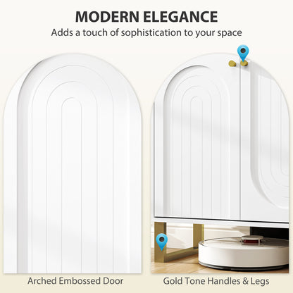 Tarezi Nedi White 2 Door Sideboard Storage Cabinet With Golden Accents