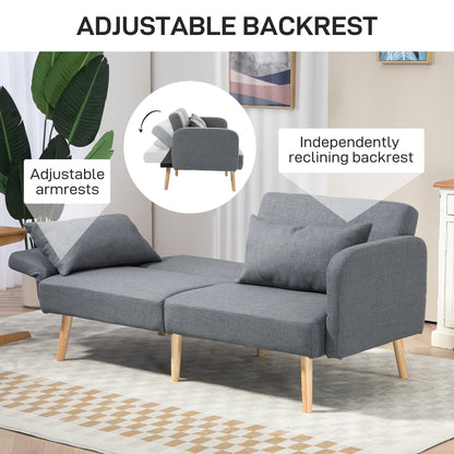 Torive Nove Grey 2 Seater Click Clack Sofa Bed With Cushions