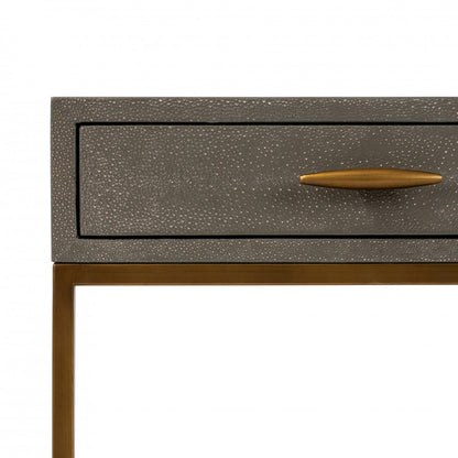 Mandalo Taupe Shagreen and Brass One Drawer Side Table