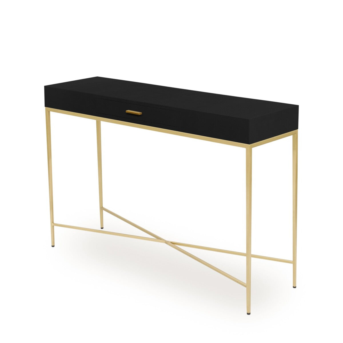 Palermo Black and Gold One Drawer Console Table with Drawer