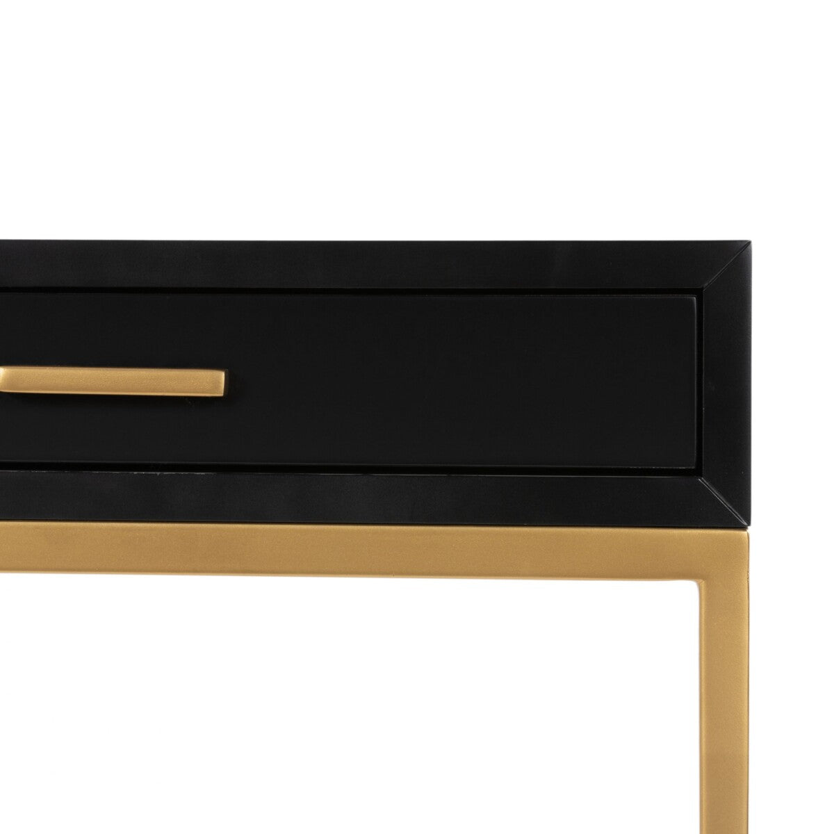Murano Black Gloss and Gold One Drawer Bedside Table