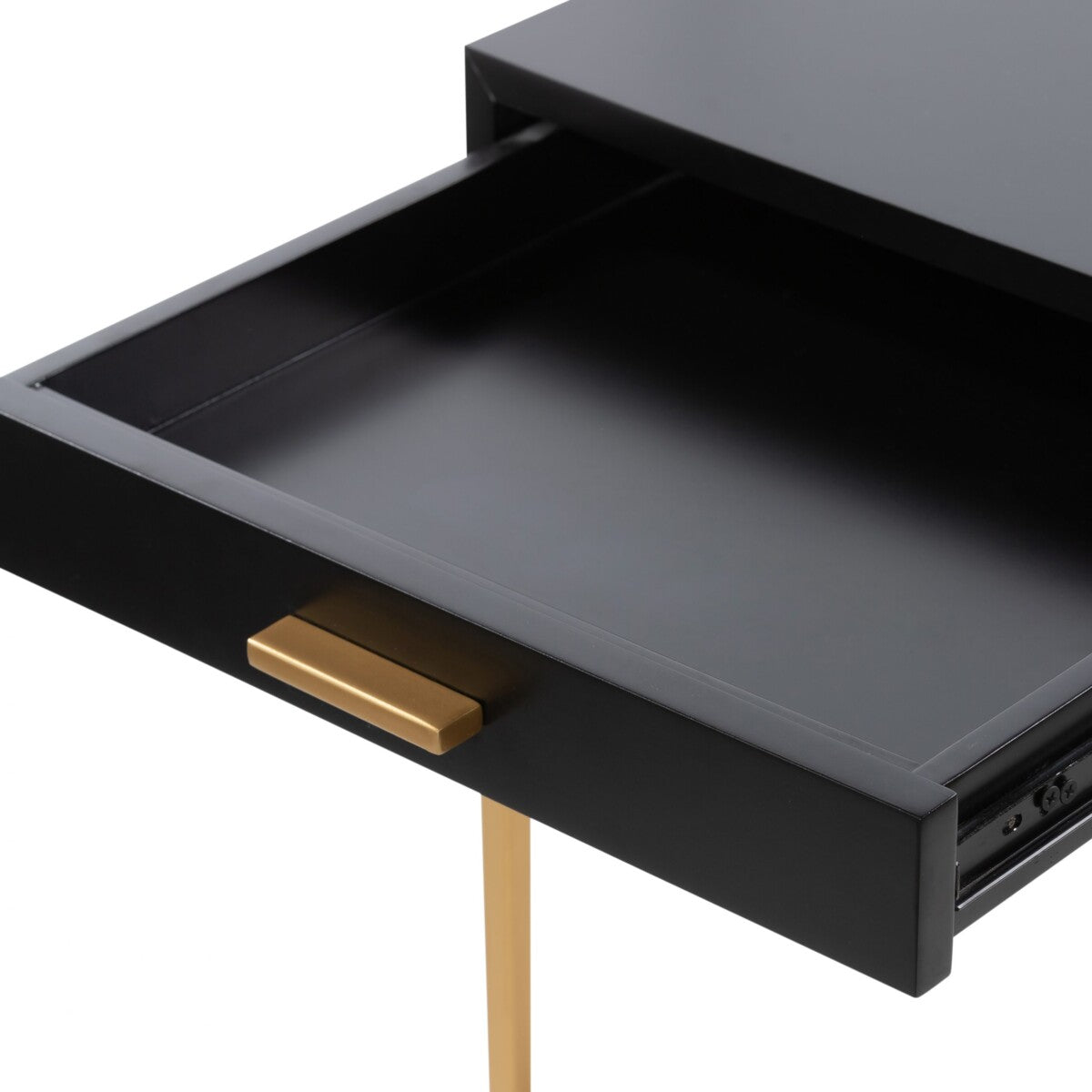 Murano Black Gloss and Gold One Drawer Bedside Table