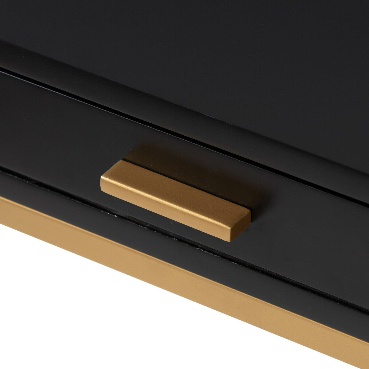Murano Black Gloss and Gold One Drawer Bedside Table