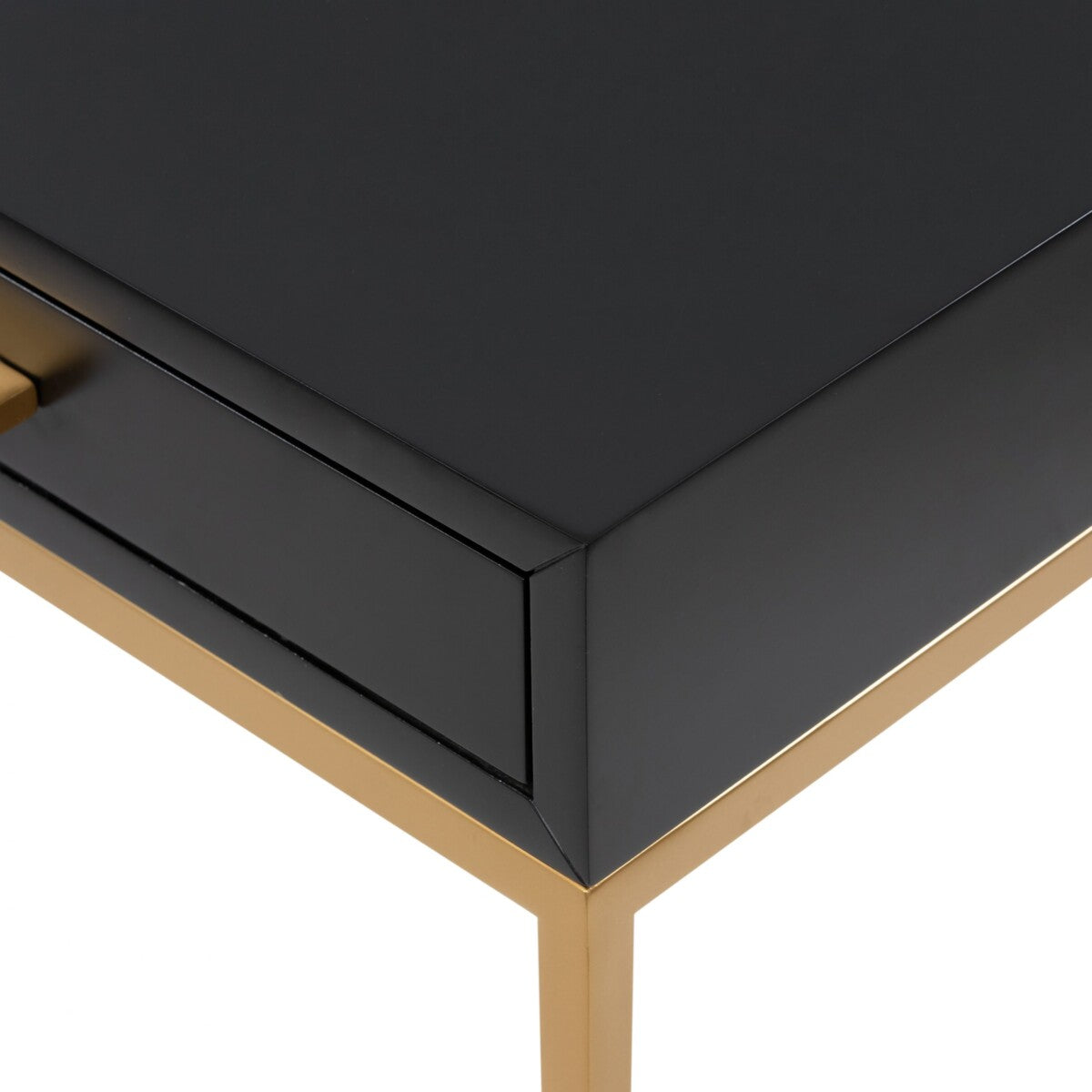 Murano Black Gloss and Gold One Drawer Bedside Table