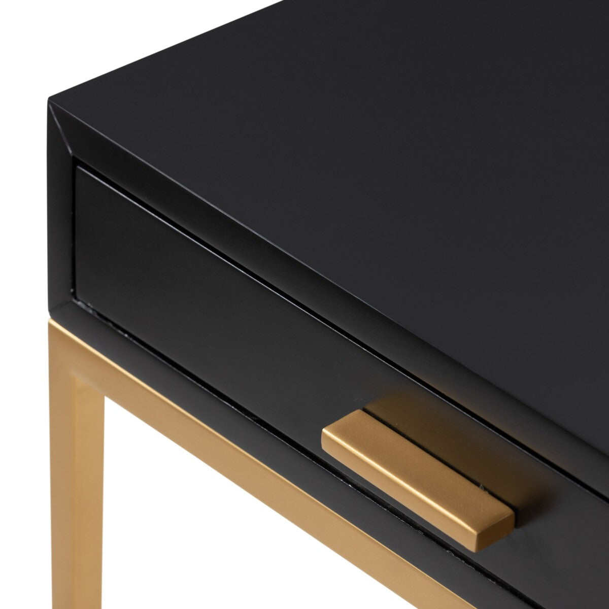 Murano Black Gloss and Gold One Drawer Bedside Table