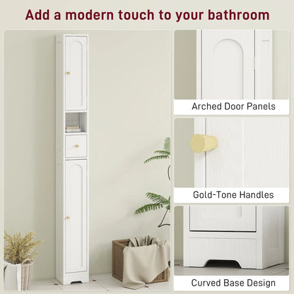Extra Tall Bathroom Storage Cabinet With Arched Doors White 185cm