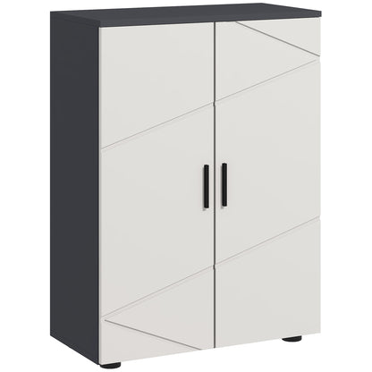 Lususa Sasu Compact Grey Bathroom Storage Cabinet With 2 Doors Adjustable Shelves And Soft Close Design