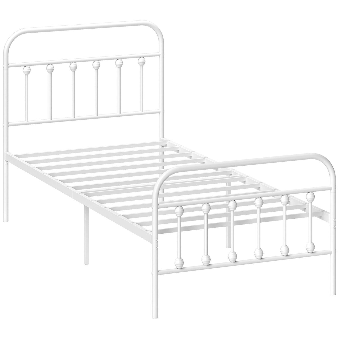 Keli 3FT White Metal Minimalist Single Metal Bed Frame