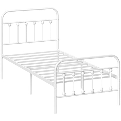Keli 3FT White Metal Minimalist Single Metal Bed Frame