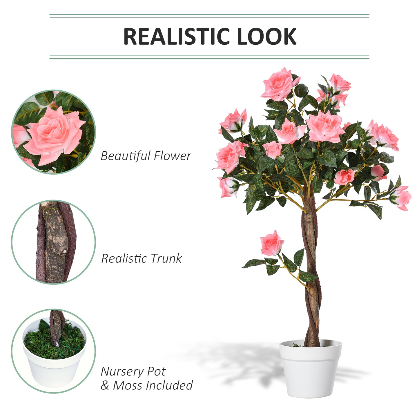 Soni Tami Artificial Pink Rose Flower Display Plant In Pot For Interior Styling