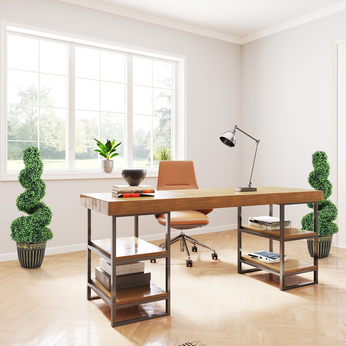 Kayoyo Set Of 2 Artificial Spiral Boxwood Topiary Trees For Decorative Placement