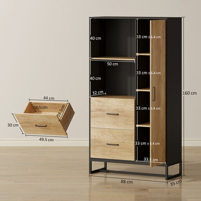 Kamilo Wooden White Tall Kitchen Pantry Cabinet With Drawers Adjustable Shelves And Soft Close Door 160 cm