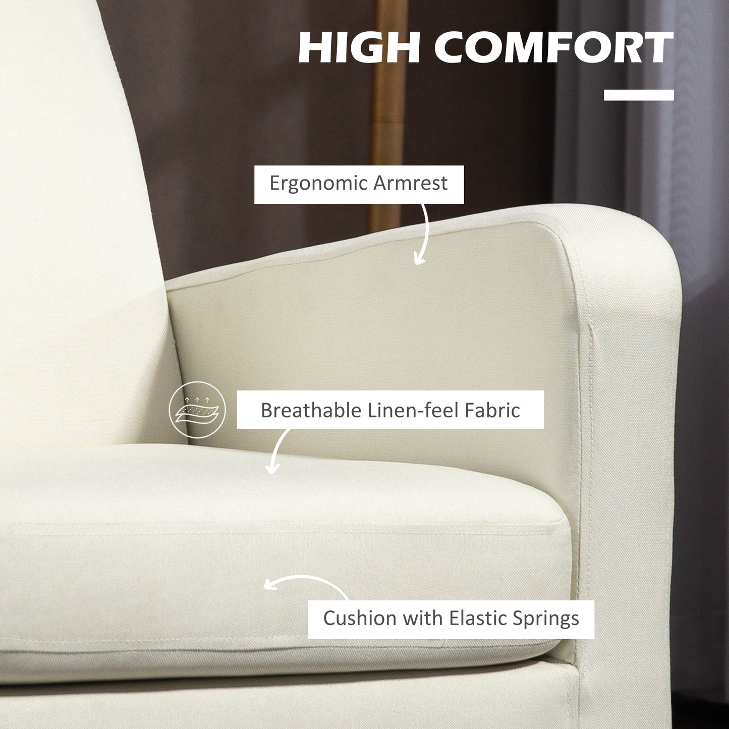 Remili Set Of 2 Cream Modern Accent Chairs With Black Legs