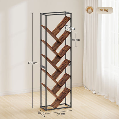 Dico Metal And Wood Black And Brown 10 Tier Industrial Display Bookcase