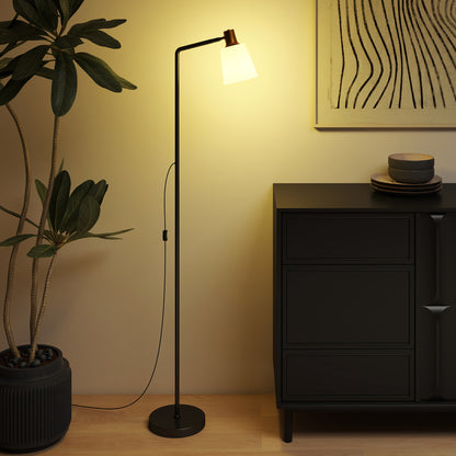 Copa Metal Black Adjustable Floor Lamp With Rotating Head And Multi Colour TemFauxrature Lighting