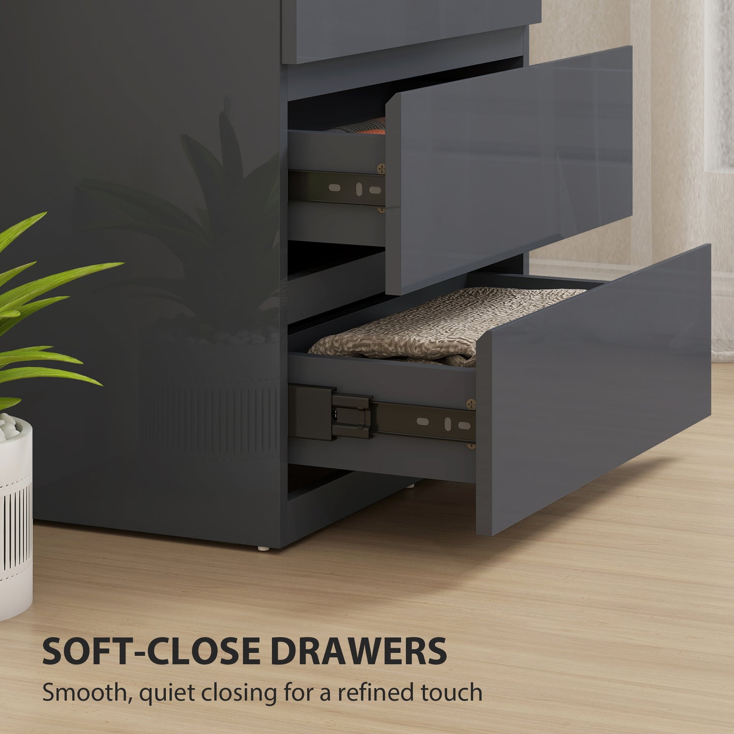 Recota High Gloss Grey 4 Drawer Modern Storage Chest