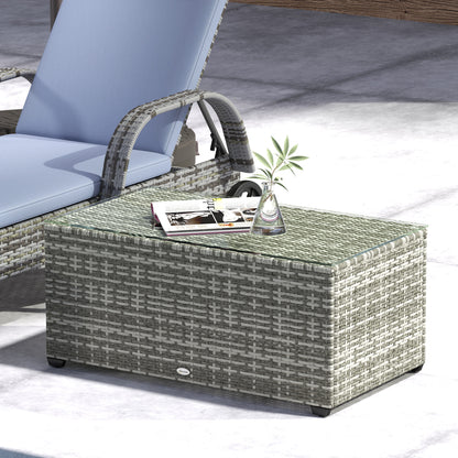 Vimi 90cm Rattan Light Grey Glass Top Side Table