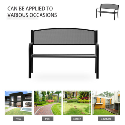 Zirila 2 Seater Steel Black and Mesh Outdoor Garden Bench