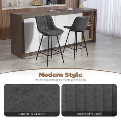 Pahara Set Of 2 Grey Faux Leather Swivel Bar Chairs