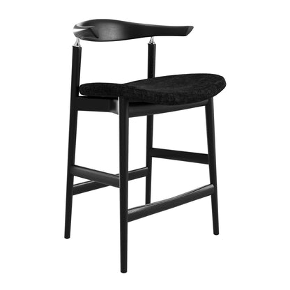 Loughrea Upholstered Black Velvet Tweed Bar Stool