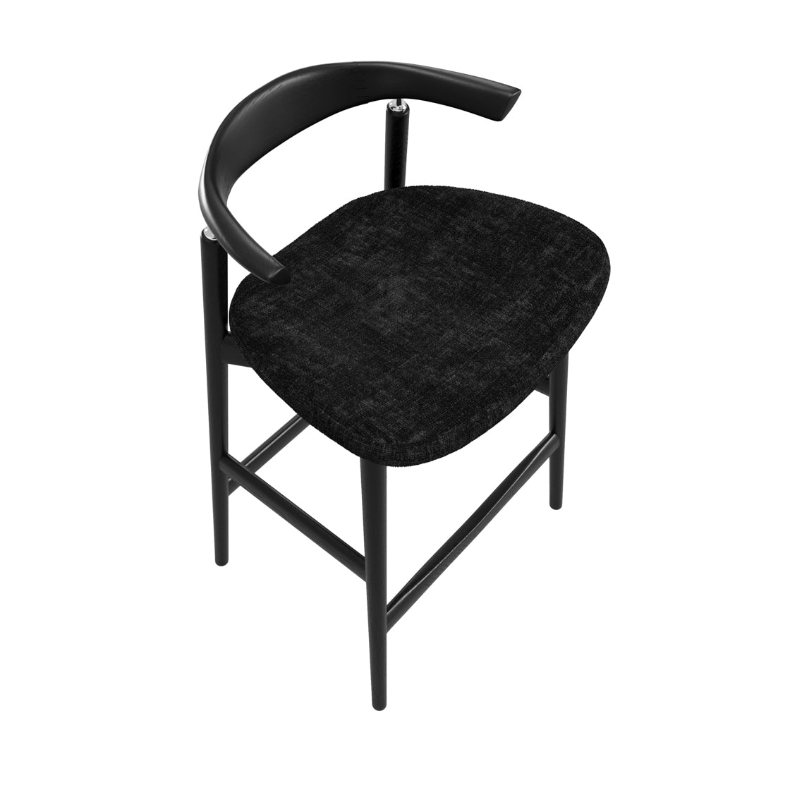 Loughrea Upholstered Black Velvet Tweed Bar Stool