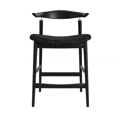 Loughrea Upholstered Black Velvet Tweed Bar Stool