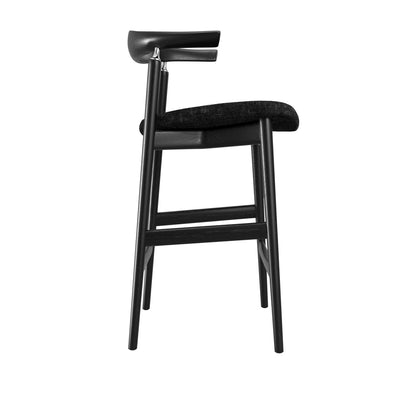 Loughrea Upholstered Black Velvet Tweed Bar Stool