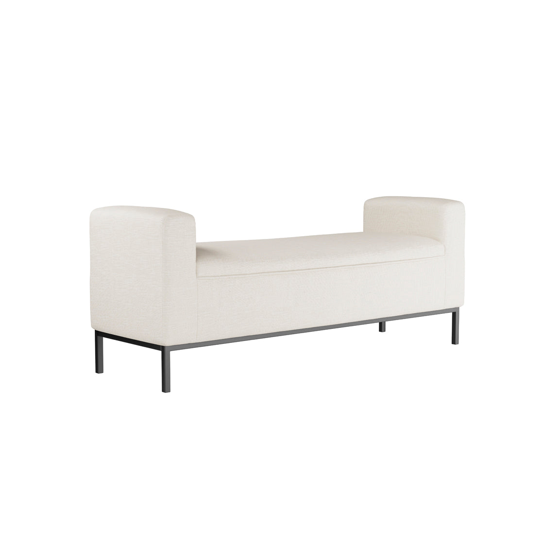 Brooklyn Ivory Linen Bench Black Metal Legs