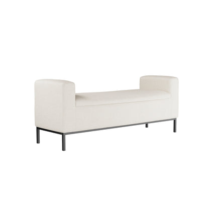 Brooklyn Ivory Linen Bench Black Metal Legs