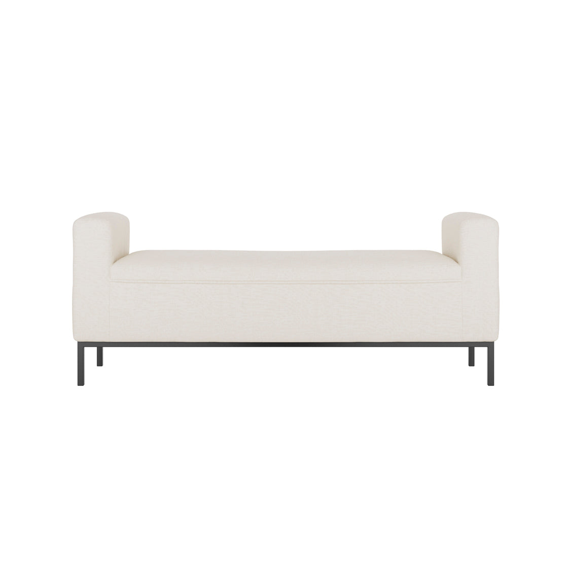 Brooklyn Ivory Linen Bench Black Metal Legs