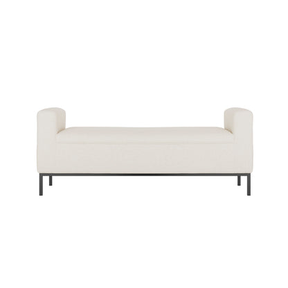 Brooklyn Ivory Linen Bench Black Metal Legs