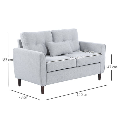 Kero Lora Fabric Light Grey 2 Seater Sofa With Spring Cushions And Wooden Legs