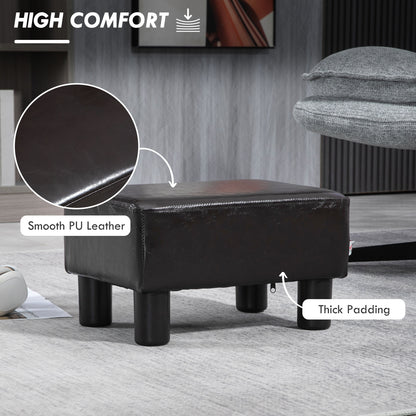 Fatopa Brown Faux Leather Cube Footstool With 4 Plastic Feet