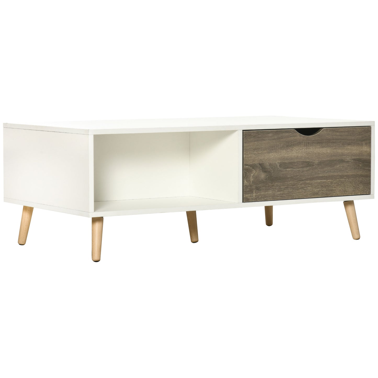 Nanola Wood White  and Grey Coffee Table With 2 Drawers