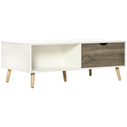 Nanola Wood White  and Grey Coffee Table With 2 Drawers