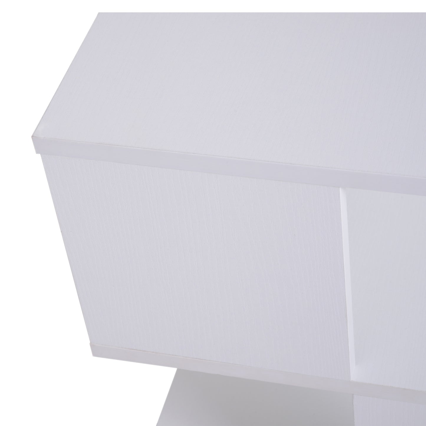 Masevi Wooden White Square Side Table With 2 Tier Storage