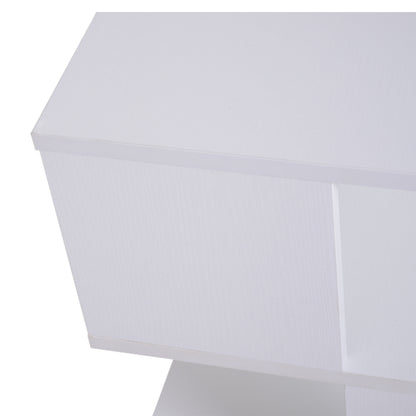 Masevi Wooden White Square Side Table With 2 Tier Storage