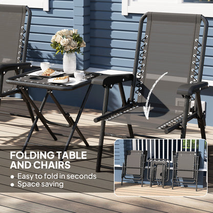 Lacotte Metal Black 3 Piece Garden Mesh Bistro Set Garden Outdoor Table And Chair
