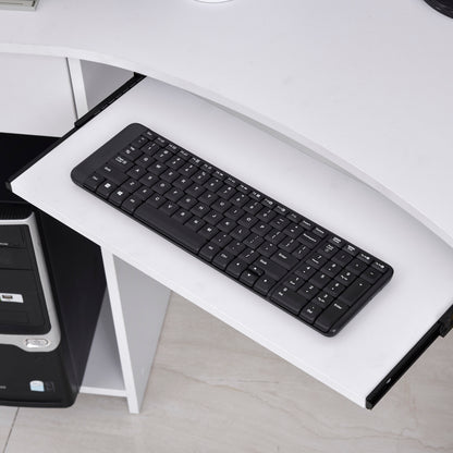 Bavise 120cm Wooden White L Shaped Corner Desk With Keyboard Tray Drawers