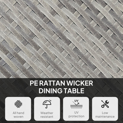 Ladido 90cm Grey Rattan Wood Effect Outdoor Dining Table