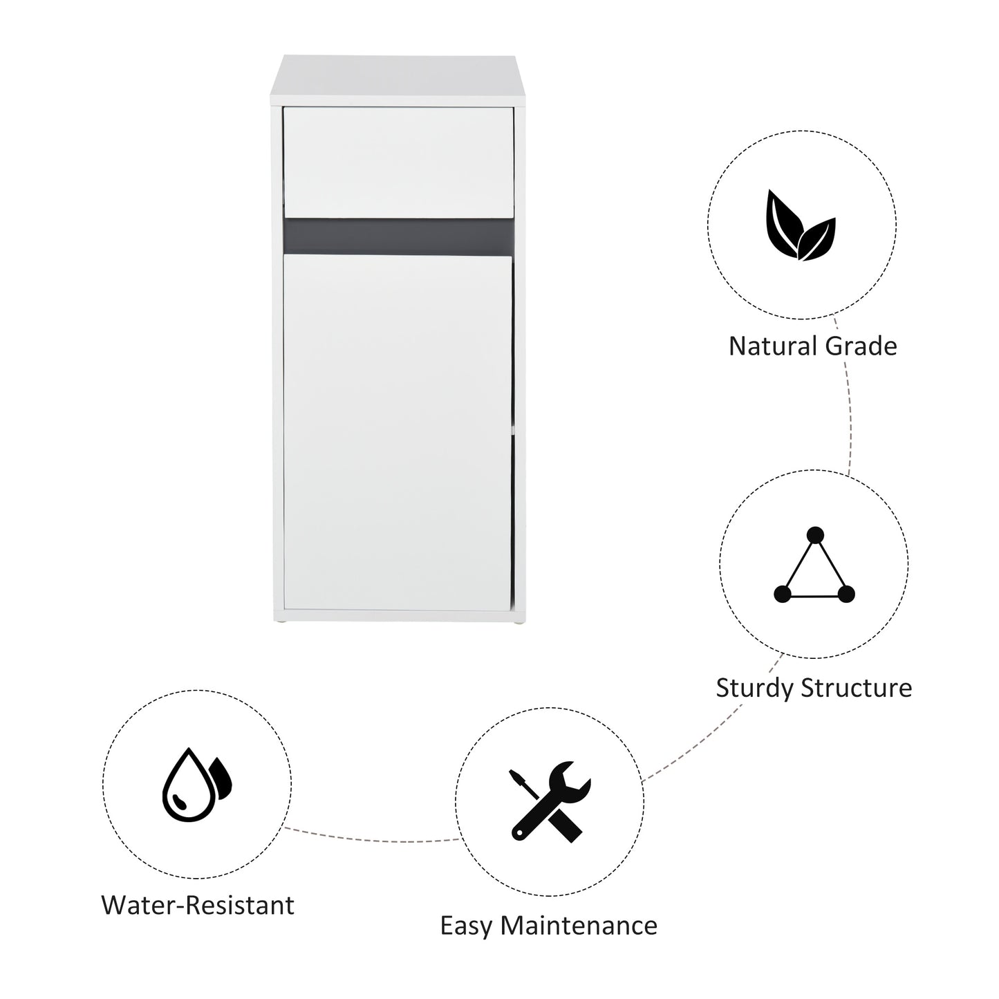 Noseka Bathroom Storage Cabinet With 3 Compartments In White