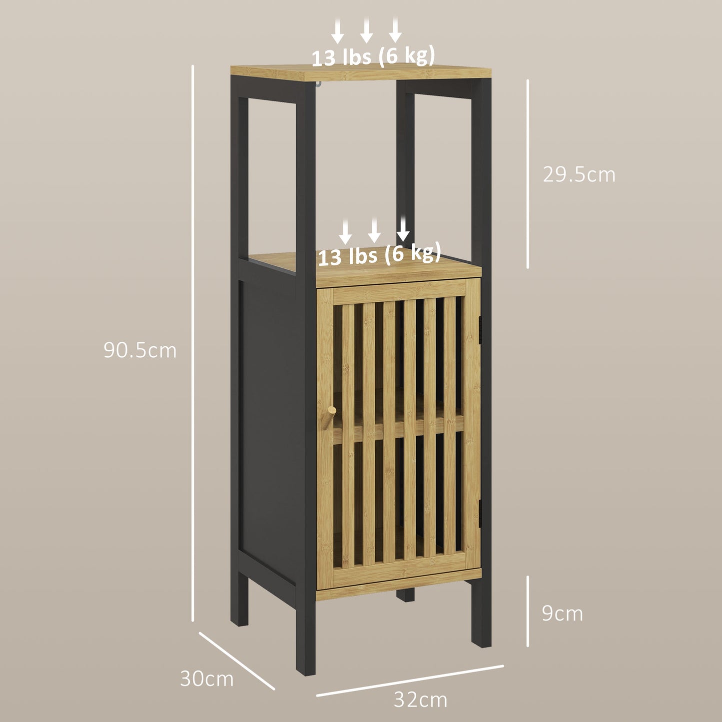 Lava Retro Bamboo Style Bathroom Storage Cabinet With Cut Out Detail