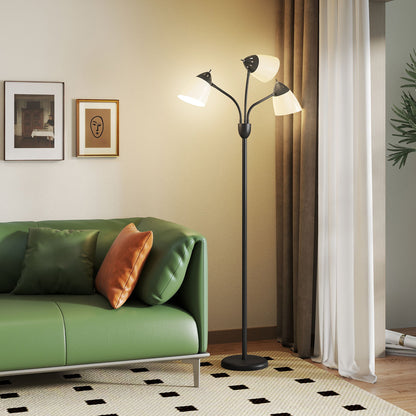 Noniyo Metal Black Arc Tree Floor Lamp With 3 Rotating Heads And Adjustable Colour Temperature