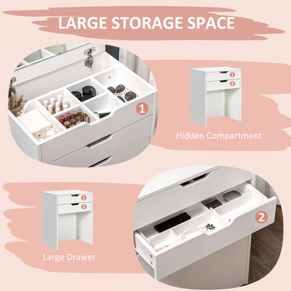 Nohadi White Dressing Table With Flip Up Mirror Hidden Storage Compartments And Drawer Unit