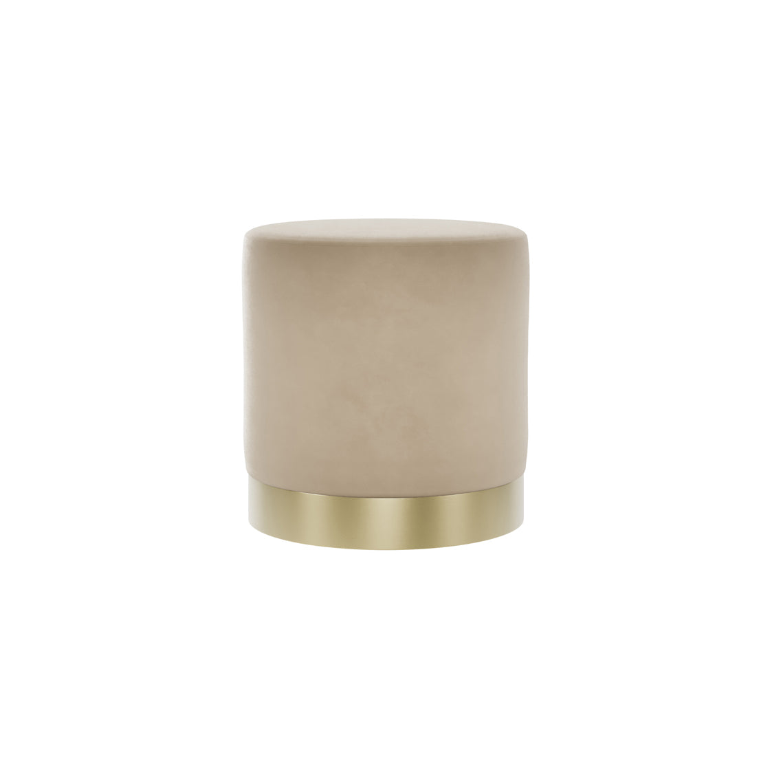 Kalua Small Beige Velvet Stool Gold Base