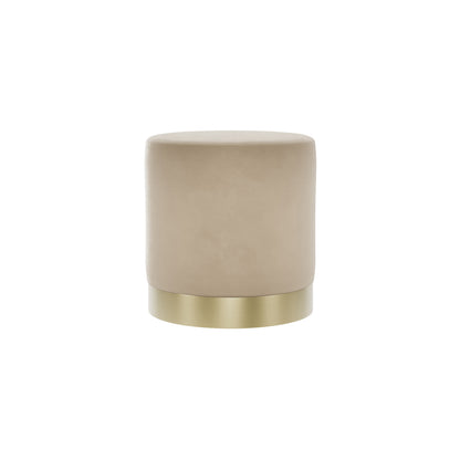 Kalua Small Beige Velvet Stool Gold Base