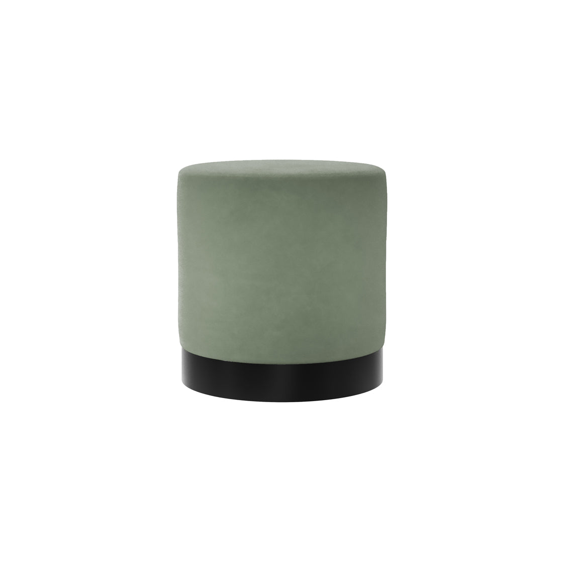 Kalua Small Sage Green Round Velvet Stool Matt Black Base
