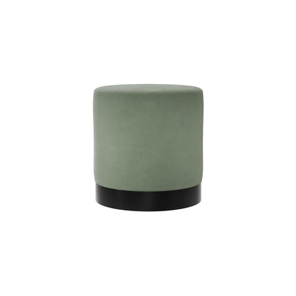 Kalua Small Sage Green Round Velvet Stool Matt Black Base