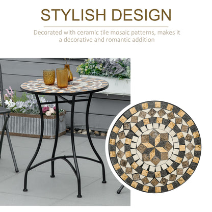 Nabaha Metal Grey Round Mosaic Outdoor Patio Bistro Table